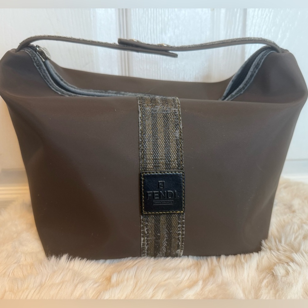 FENDI COMPLEMENTO BROWN TOILETRY BAG VANITY CASE PURSE
